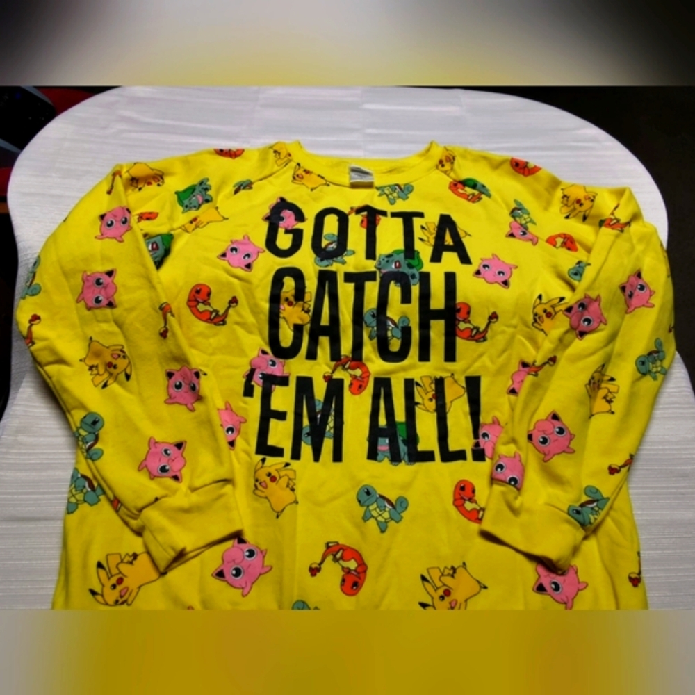 Pokemon Yellow Crew Neck Sweater Gotta Catch 'Em All